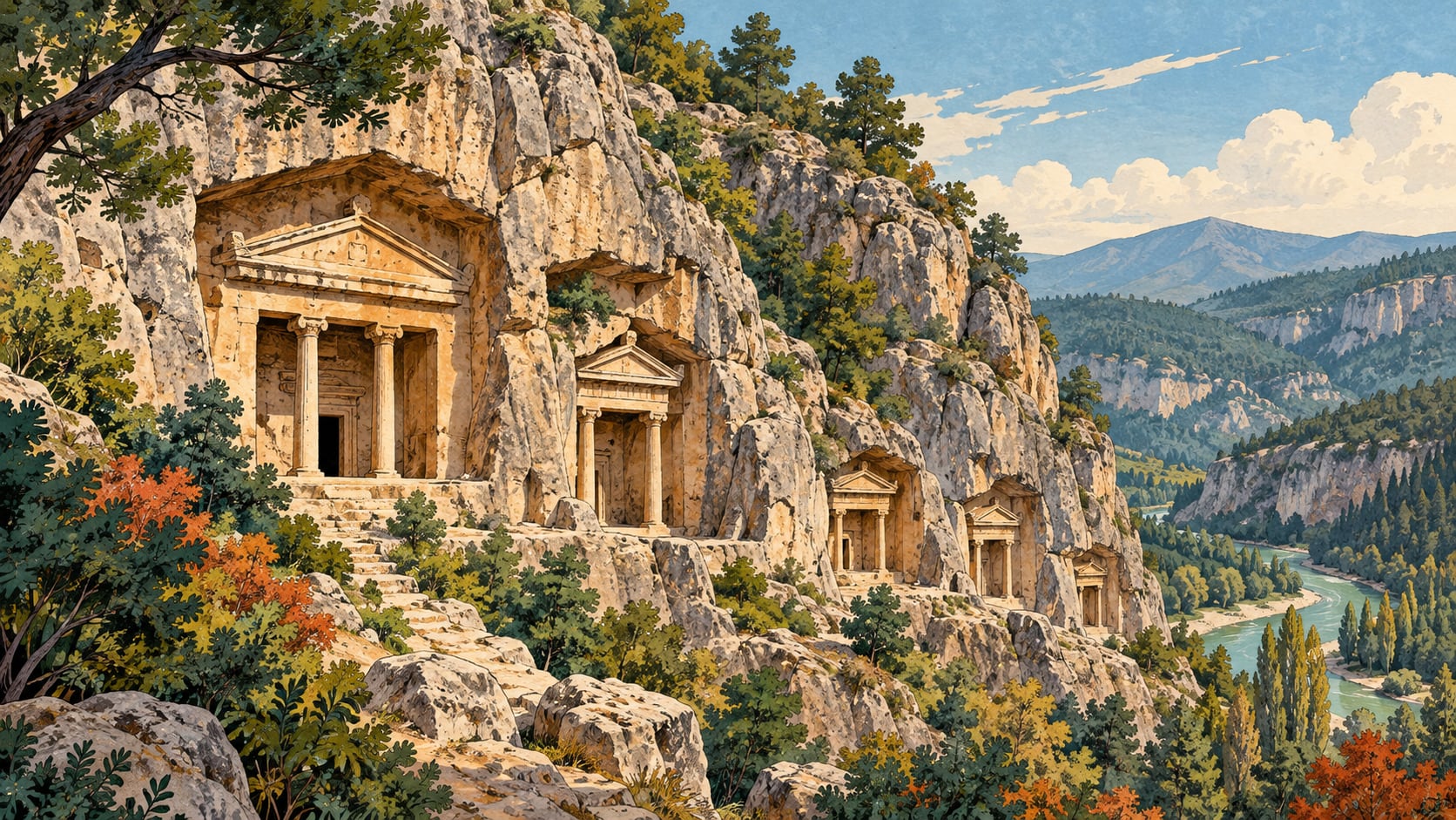 Evkaya Tombs çizimi, Kastamonu