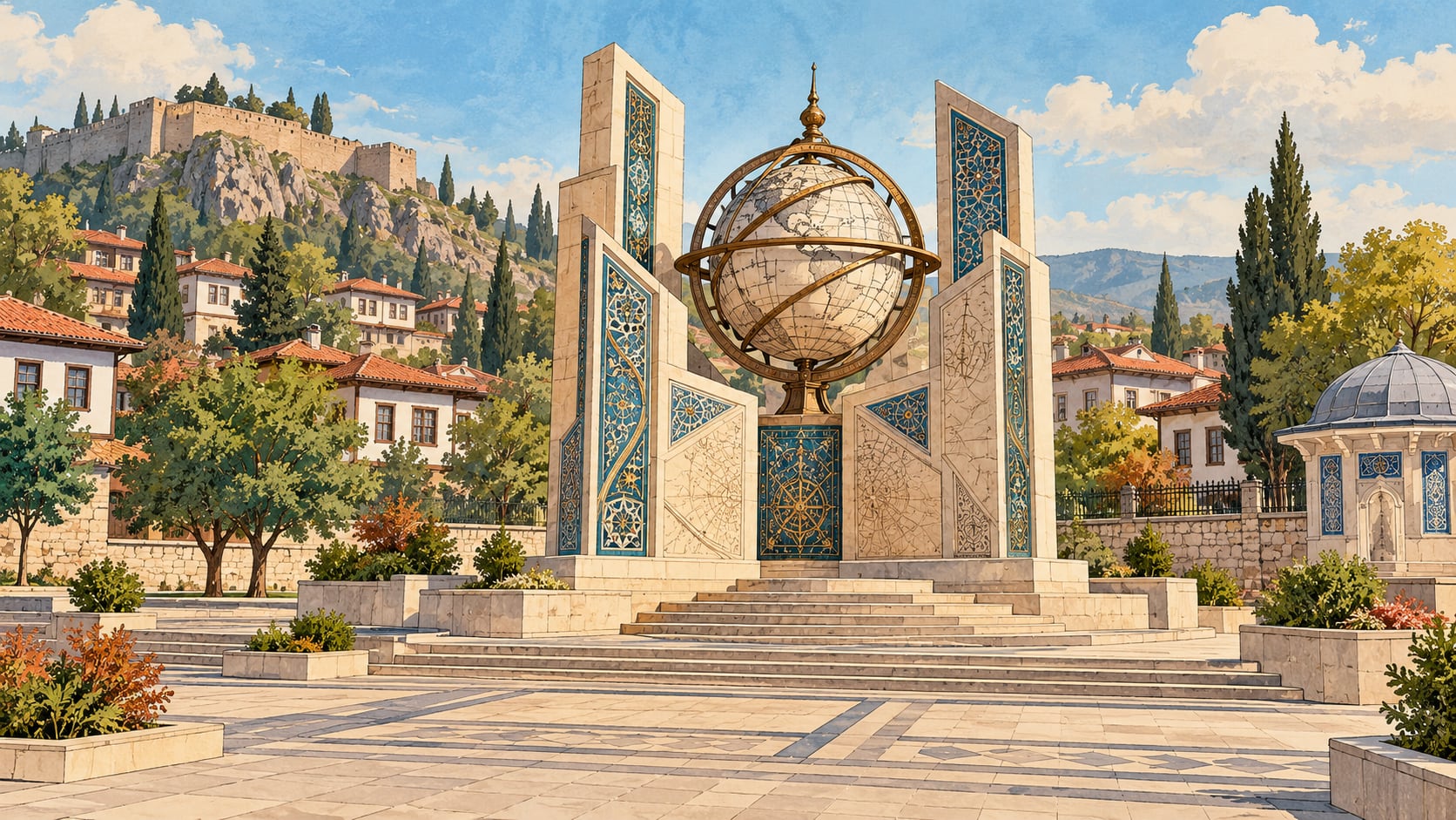 Evliya Çelebi Monument çizimi, Kütahya