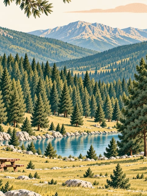 Ilustración: Área recreativa del arroyo Fırnız, Kahramanmaraş
