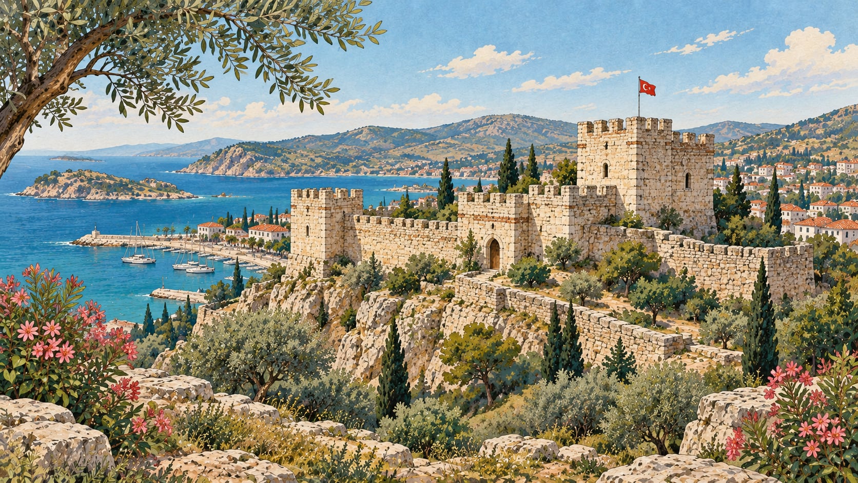 Foça Castle çizimi, İzmir