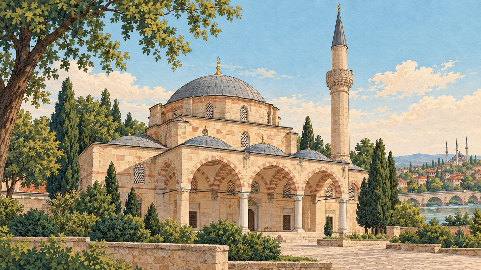 Gazi Mihal Mosque çizimi, Edirne