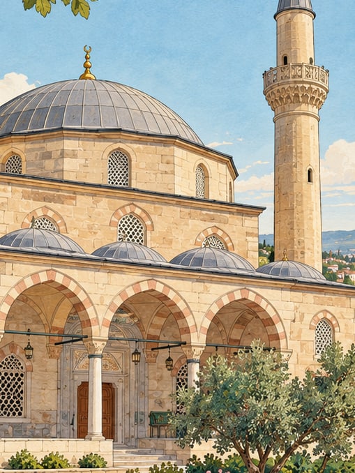 Ilustración: Mezquita y mausoleo de Gazi Ömer Bey, Tekirdağ