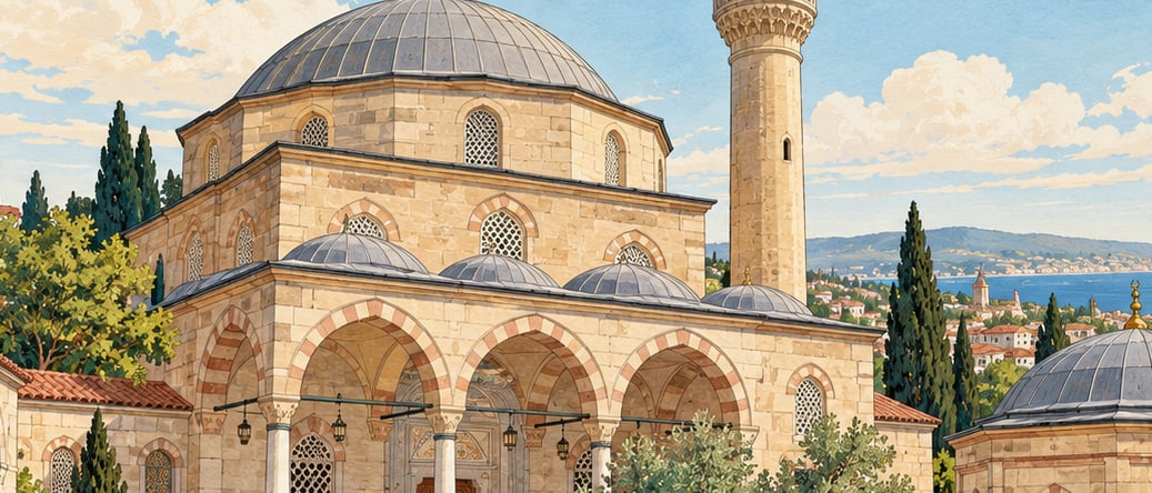 Gazi Ömer Bey Mosque and Tomb çizimi, Tekirdağ