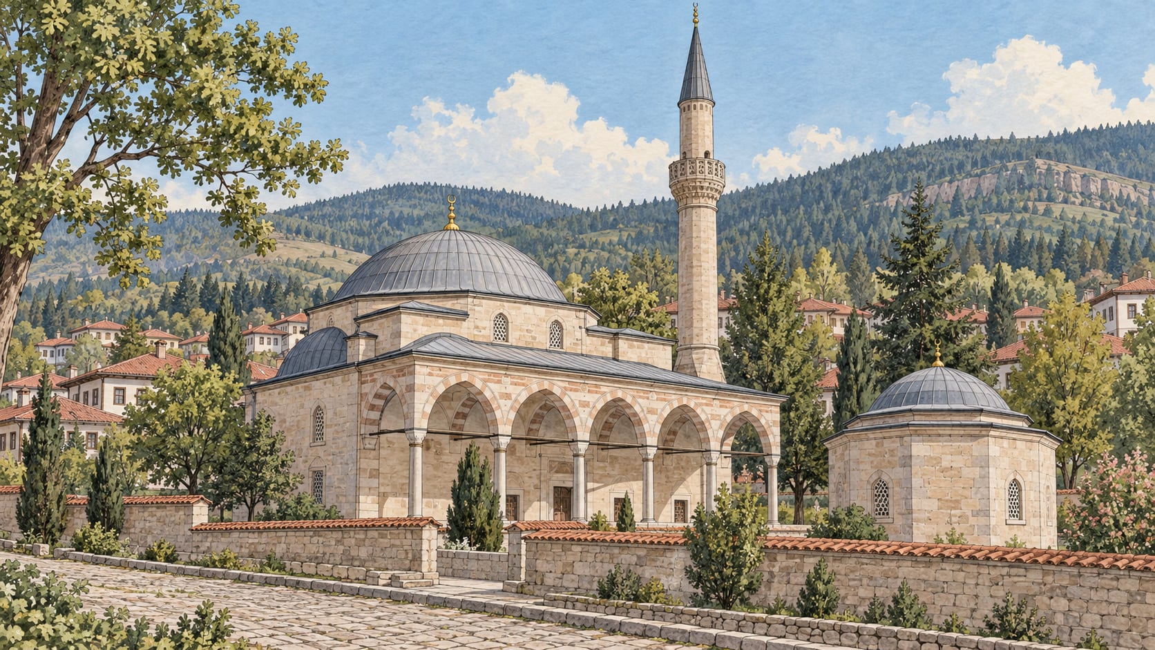 Gerede Aşağı Tekke Mosque and Tomb çizimi, Bolu
