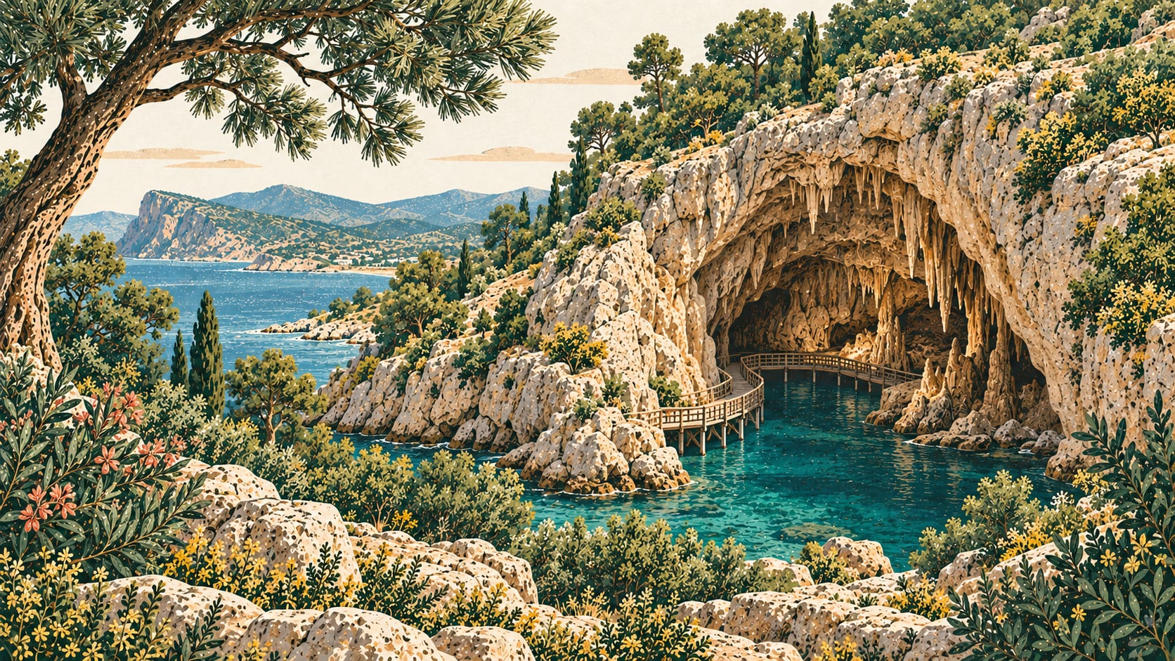 Gilindire Mağarası Tabiat Parkı çizimi, Mersin
