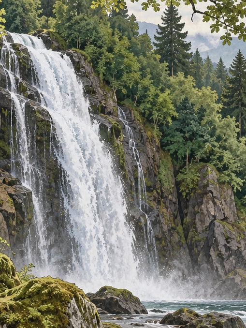 Ilustración: Monumento Natural de la Cascada de Gindeş, Rize