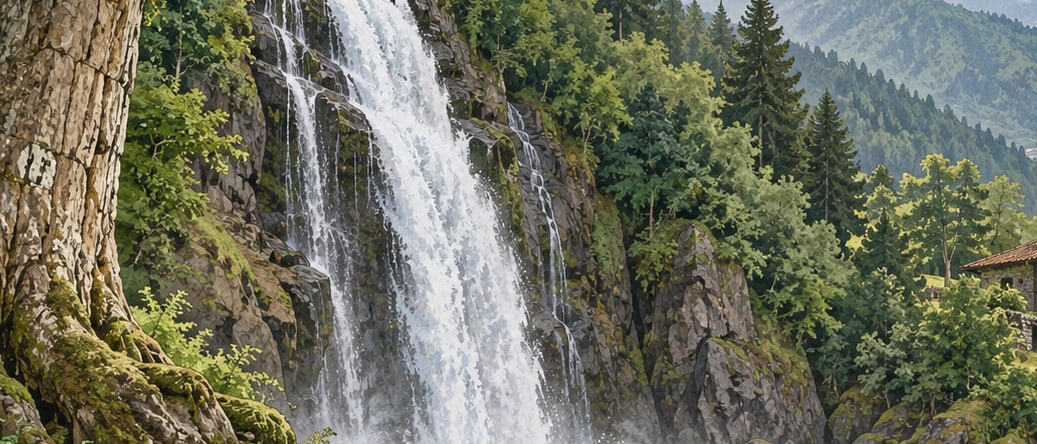 Gindeş Waterfall Natural Monument çizimi, Rize