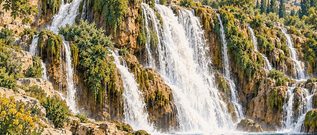 Girlevik Waterfall çizimi, Erzincan