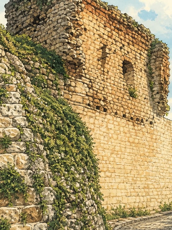 Ilustración: Ciudadela interior y murallas urbanas de Gölyazı, Bursa