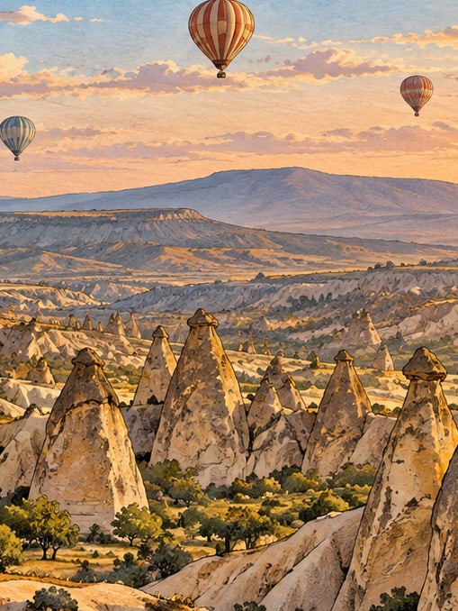 Göreme National Park and the Rock Sites of Cappadocia çizimi, Nevşehir