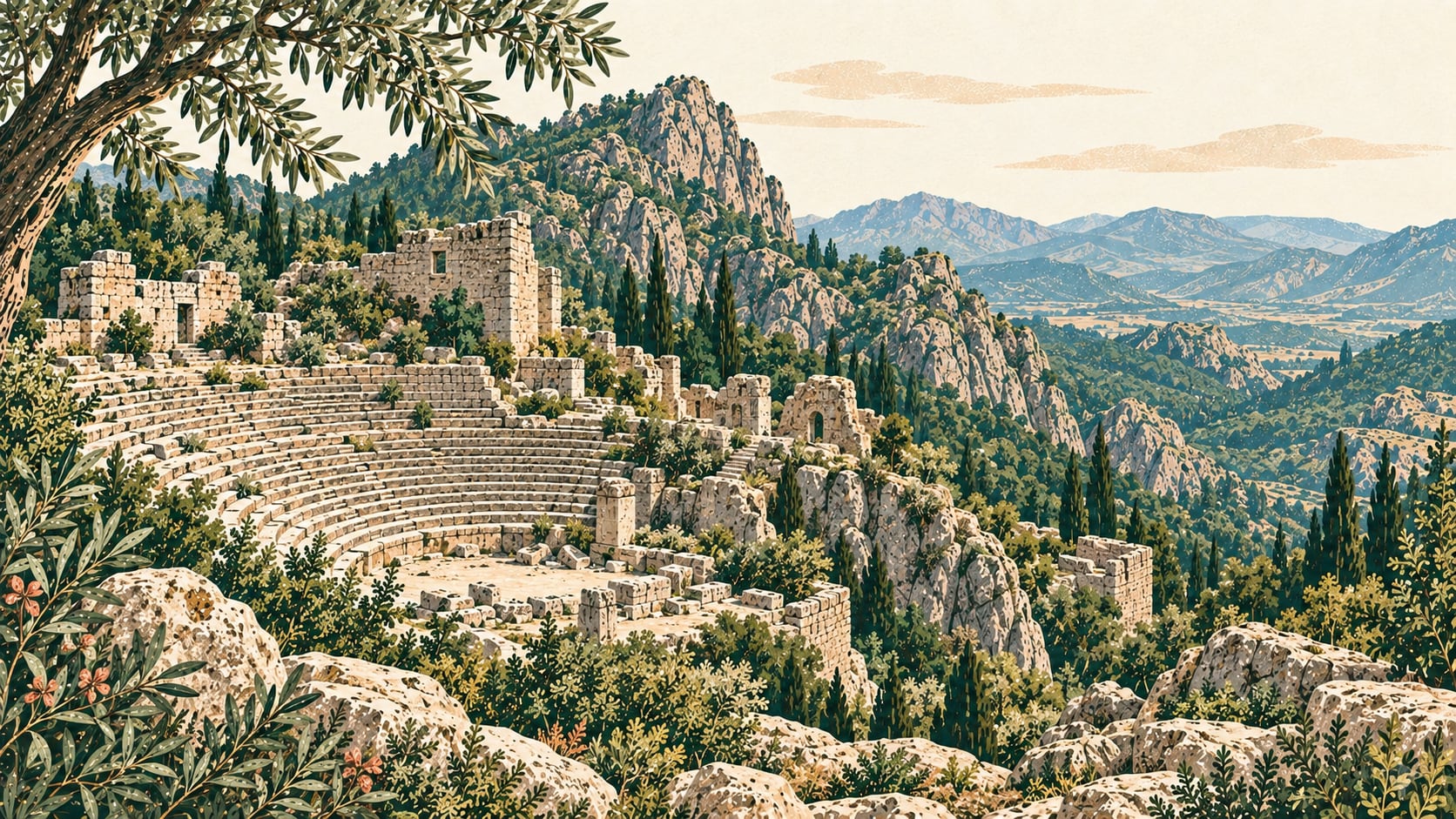 Güllük Dağı - Termessos Milli Parkı çizimi, Antalya
