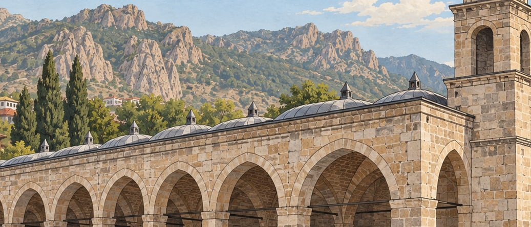 Gümüşhacıköy Bedesten and Clock Tower çizimi, Amasya