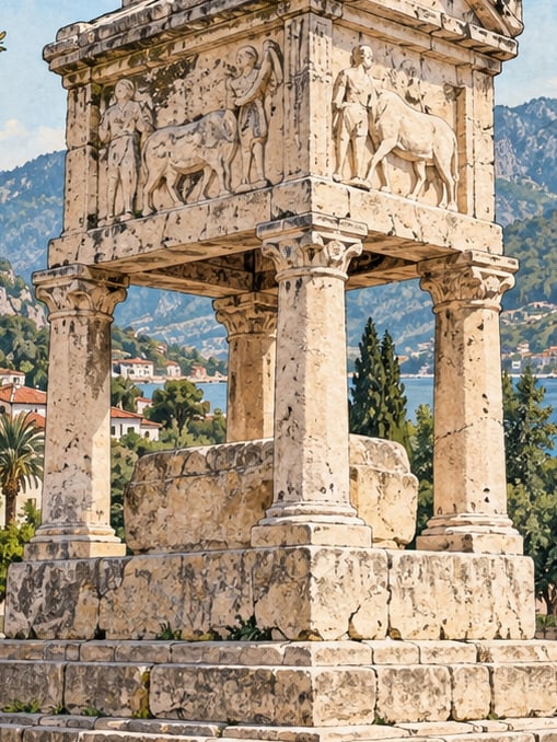 Ilustración: Monumento funerario de Gümüşkesen, Muğla