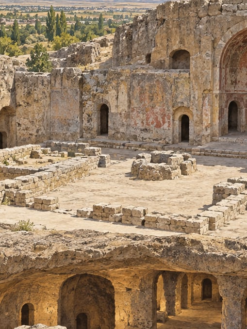Ilustración: Monasterio y ciudad subterránea de Gümüşler, Niğde