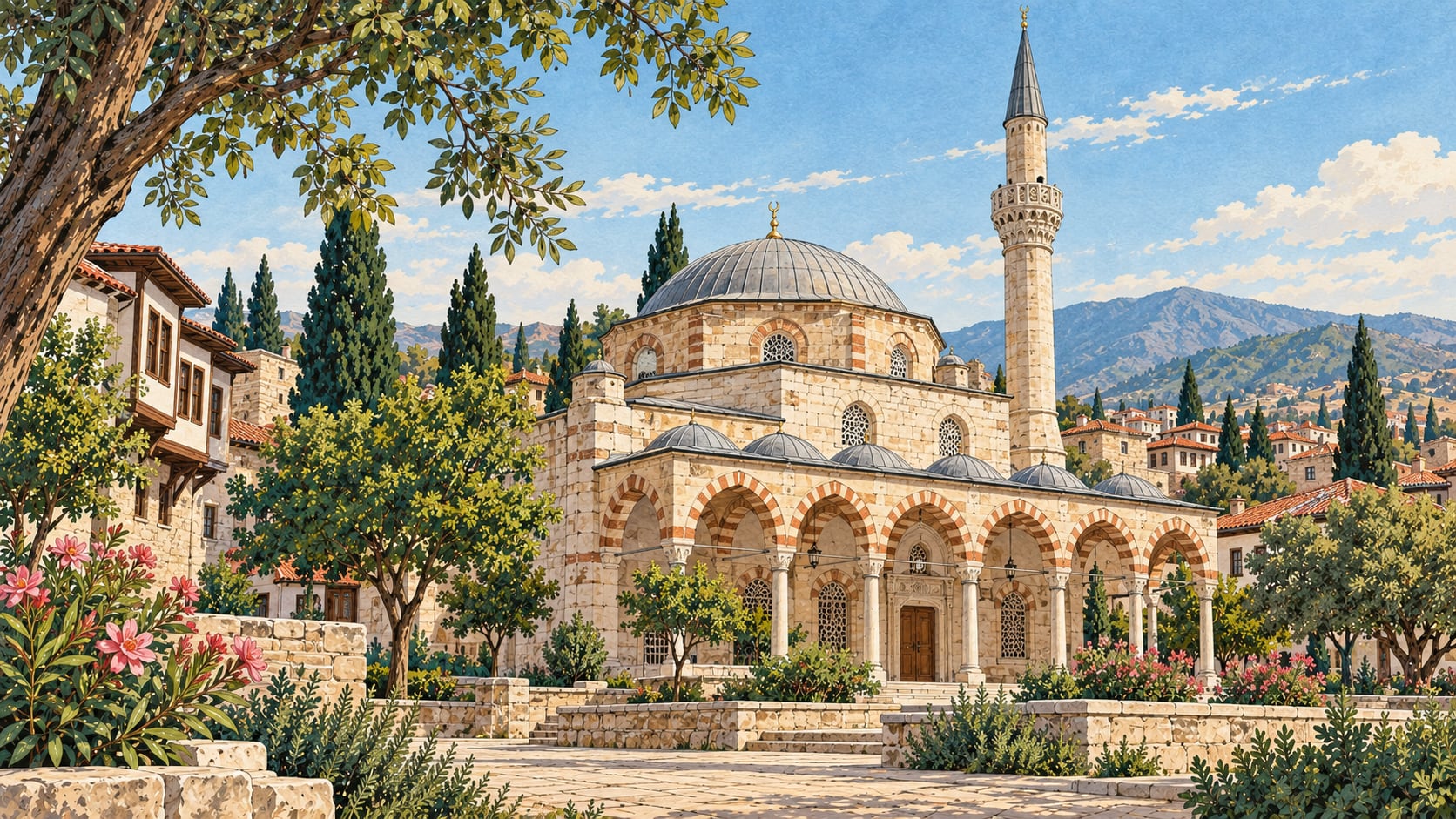 Southern Bazaar Mosque çizimi, Denizli
