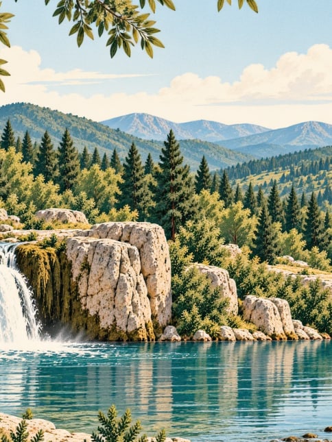 Ilustración: Cascada del Sur, Denizli