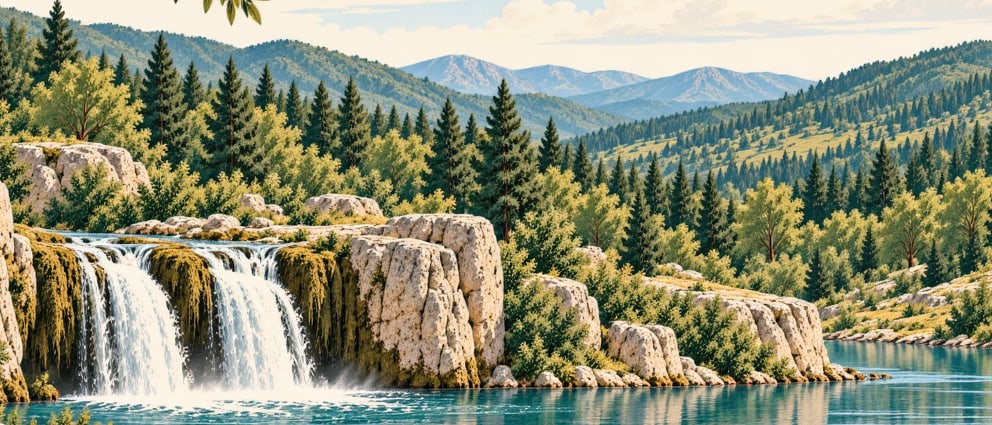 Southern Waterfall çizimi, Denizli