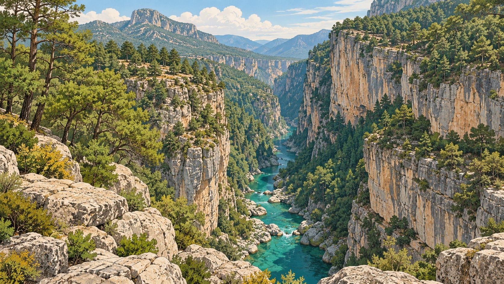 Güver Canyon Nature Park çizimi, Antalya
