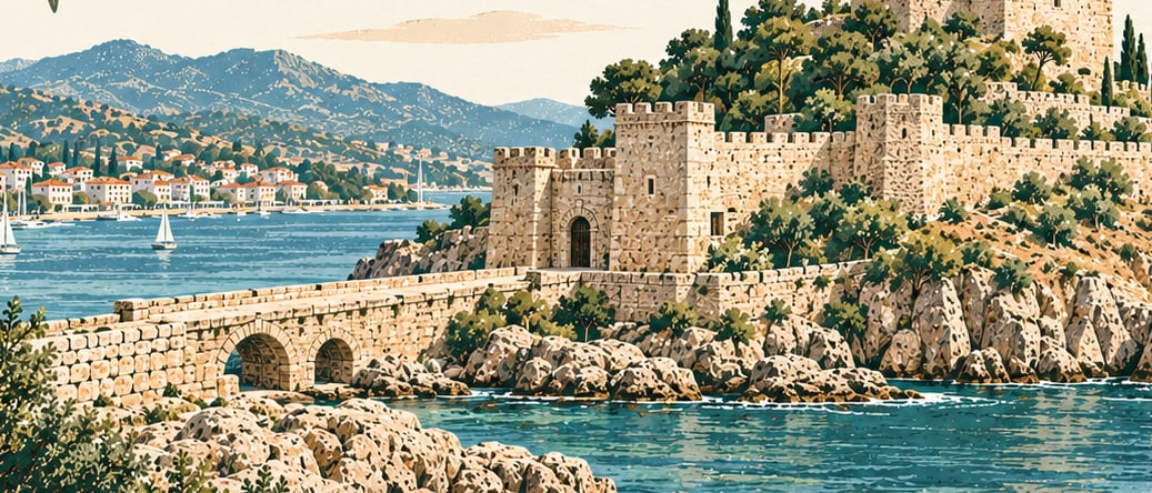 Güvercinada Castle çizimi, Aydın