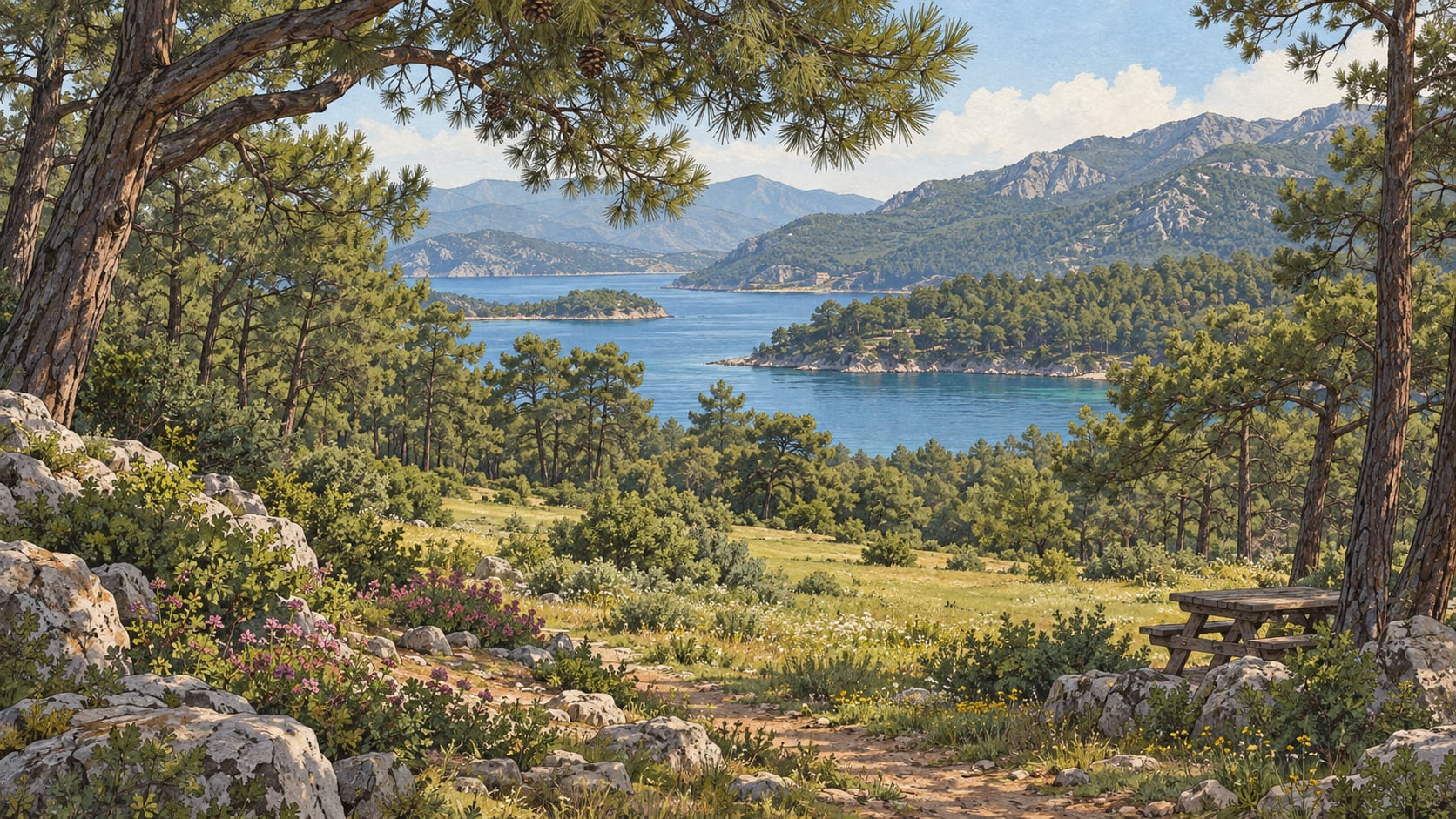 Güvercinlik Nature Park çizimi, Muğla