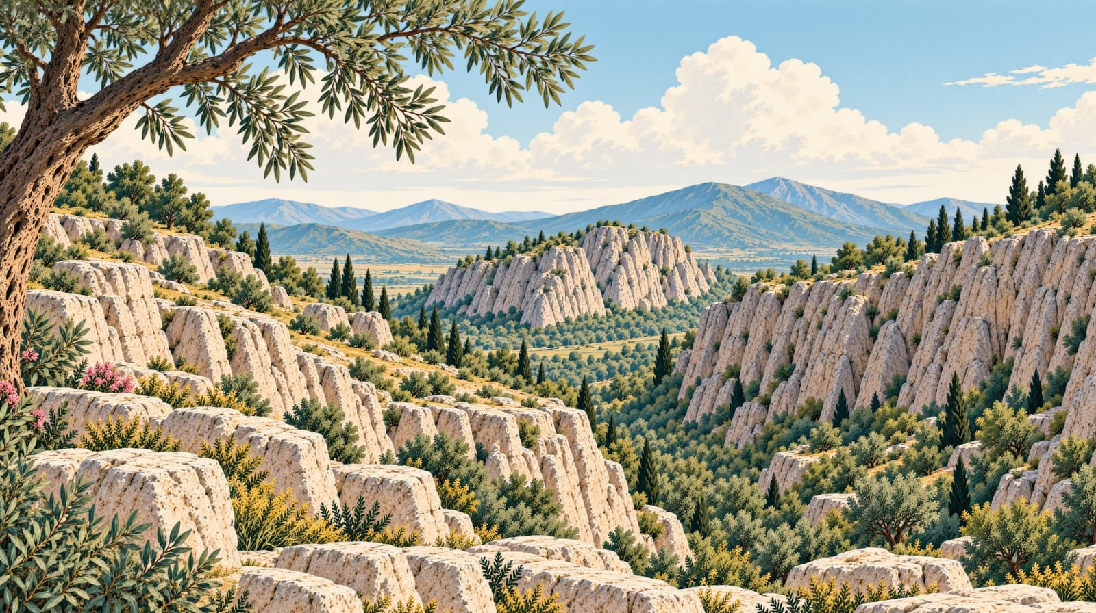 Güvercinlik Valley ( Pigeon Valley ) çizimi, Nevşehir
