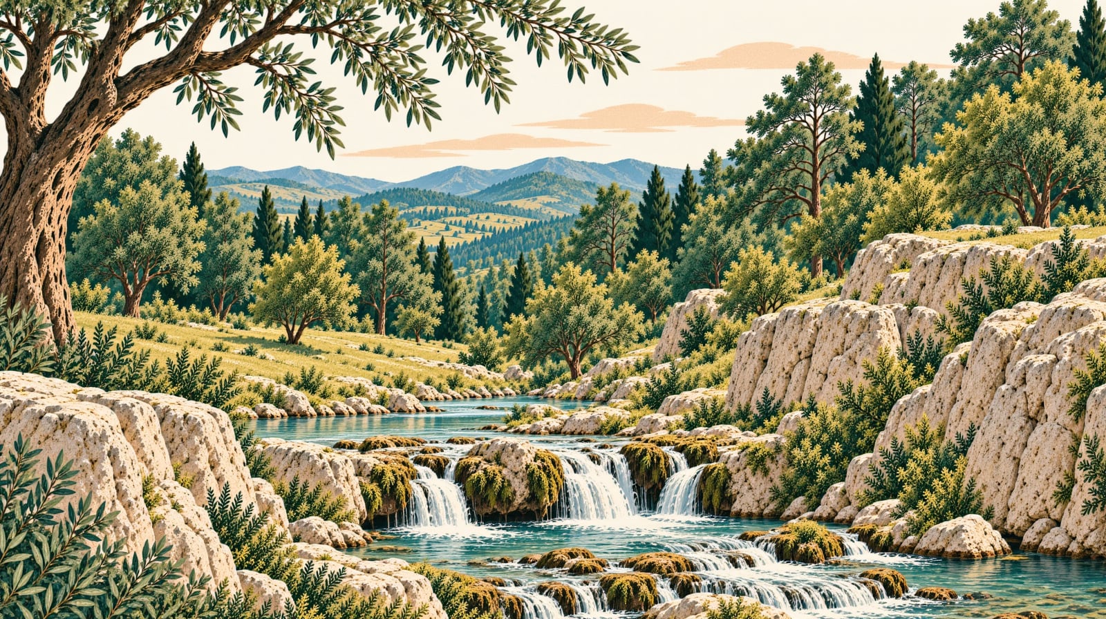 Güzeldere Waterfall Nature Park çizimi, Düzce