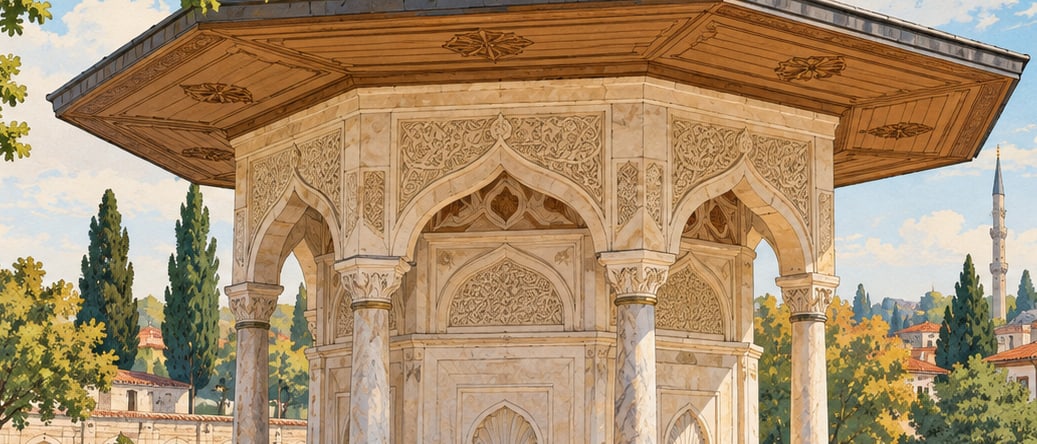 Hacı Adil Bey Fountain çizimi, Edirne