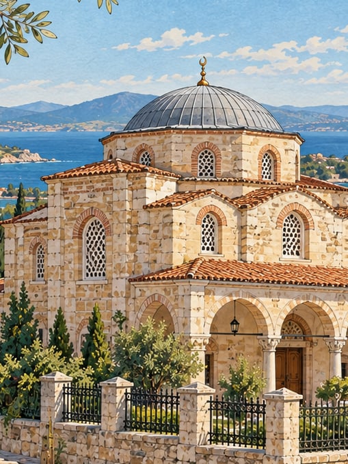 Ilustración: Mezquita de Hacı Bayram (Ayvalık), Balıkesir