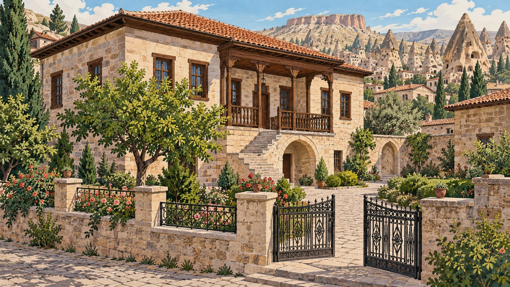 Hacıbektaş Atatürk House Museum çizimi, Nevşehir