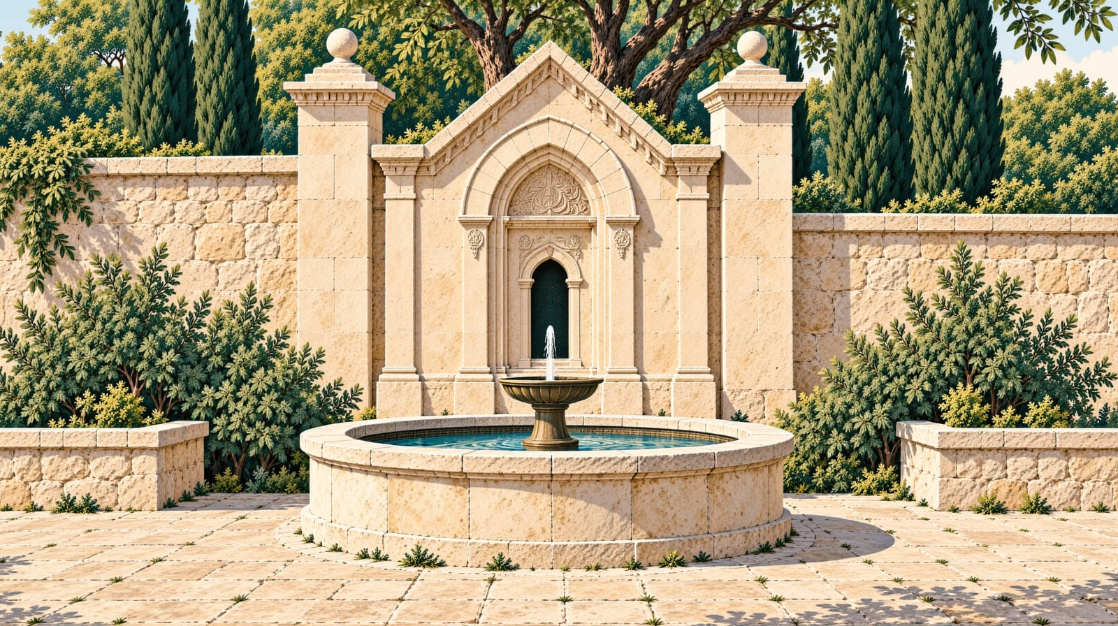 Hacılar Ezanı Fountain çizimi, Edirne
