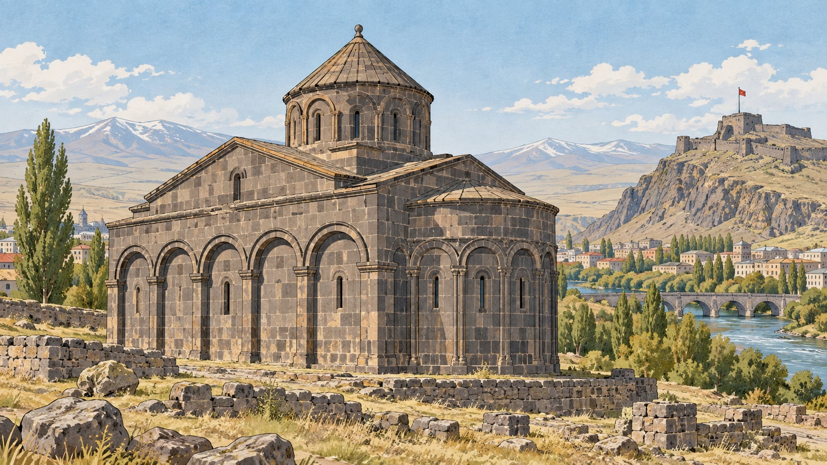 Hamur Tomb Tower çizimi, Ağrı