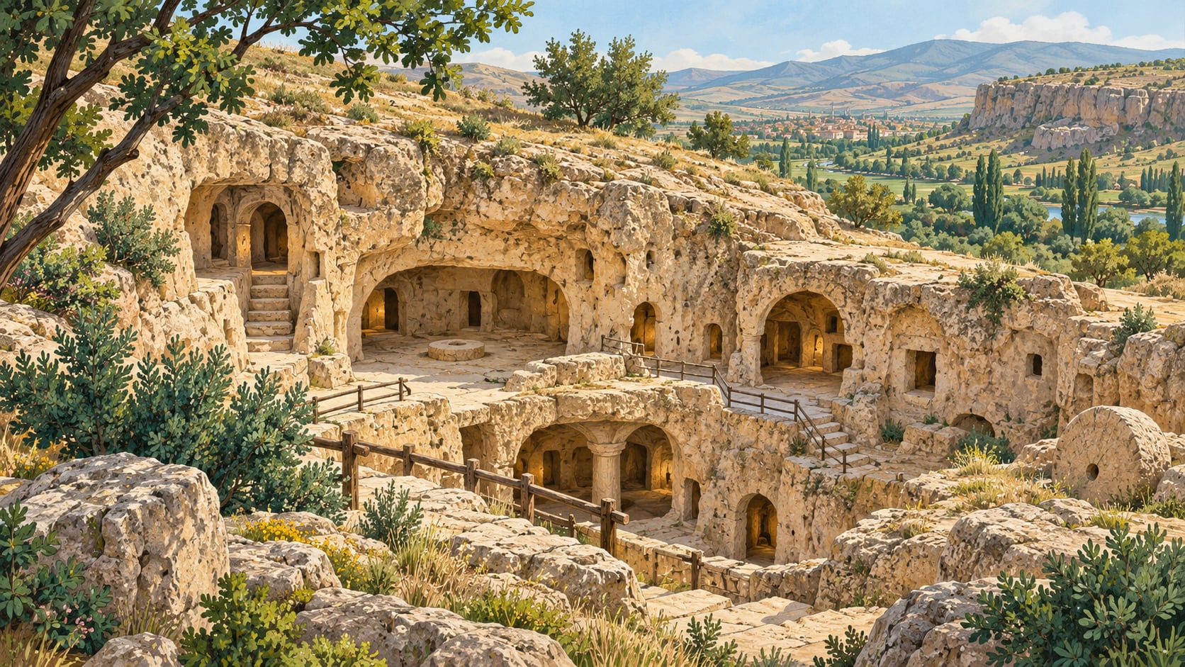 Zeichnung: Unterirdische Stadt Han und Umgebung, Eskişehir