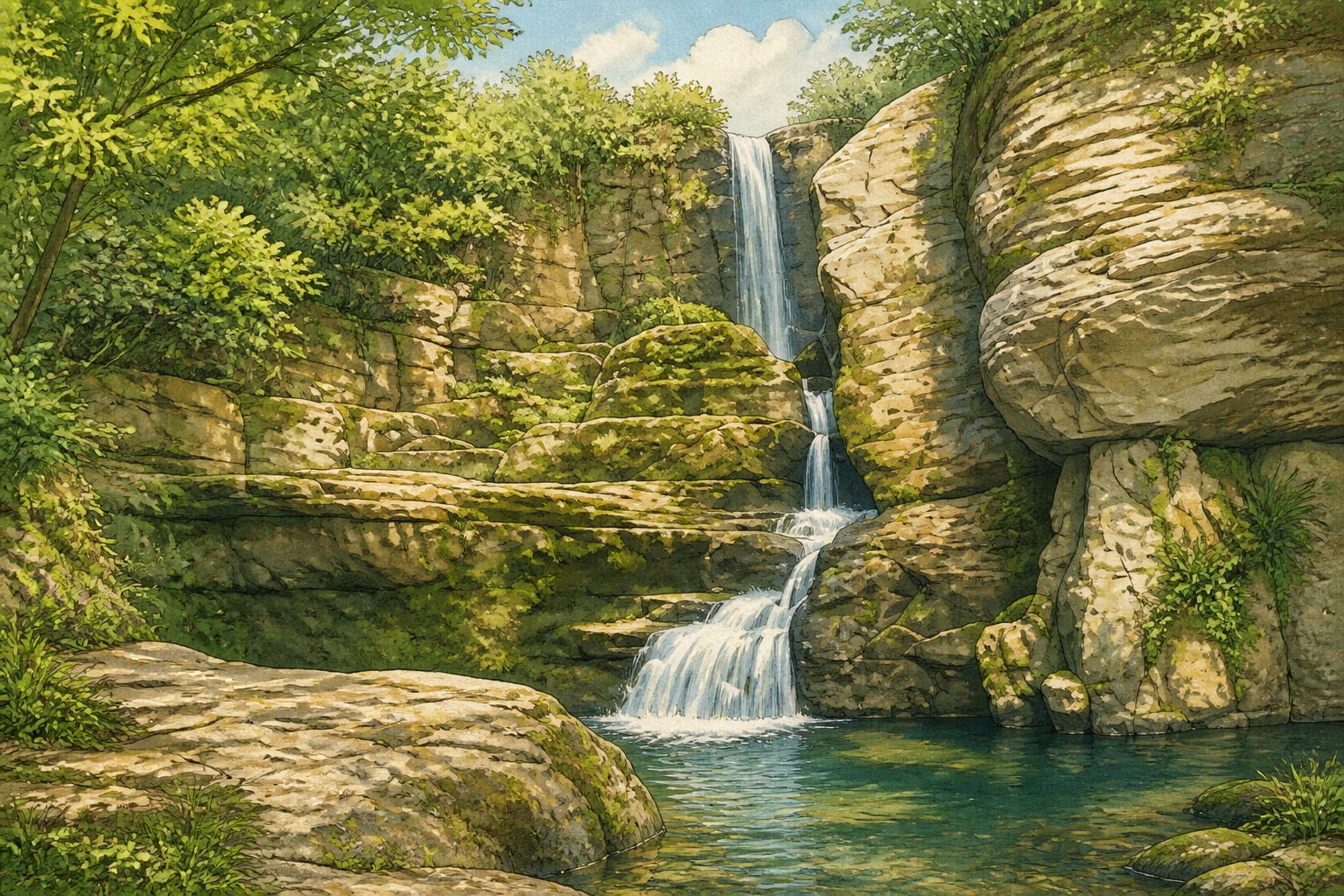 Harmankaya Waterfalls Nature Park çizimi, Zonguldak
