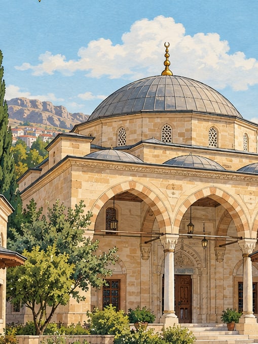 Ilustración: Mezquita y Mausoleo de Haydar Sultan, Kırıkkale