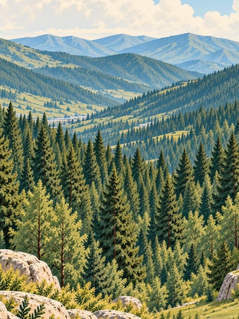 Ilustración: Parque natural de las cascadas de Hemşin, Rize