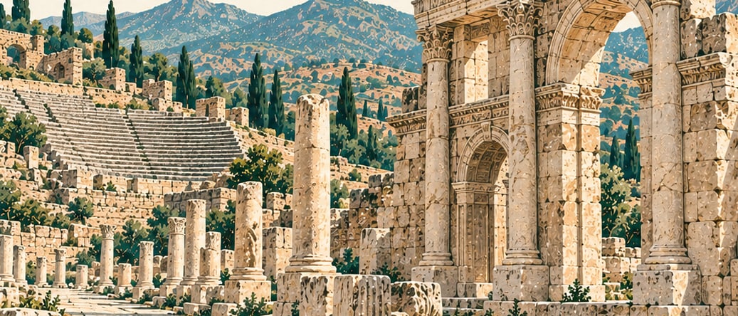 Heraklia Salbace Ancient City çizimi, Denizli