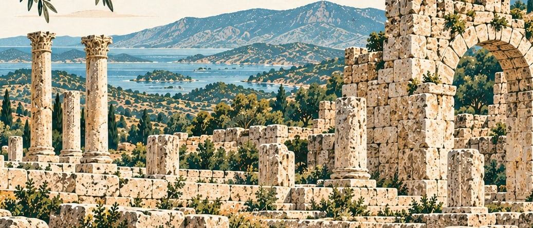 Hippou Kome Ancient City çizimi, Muğla