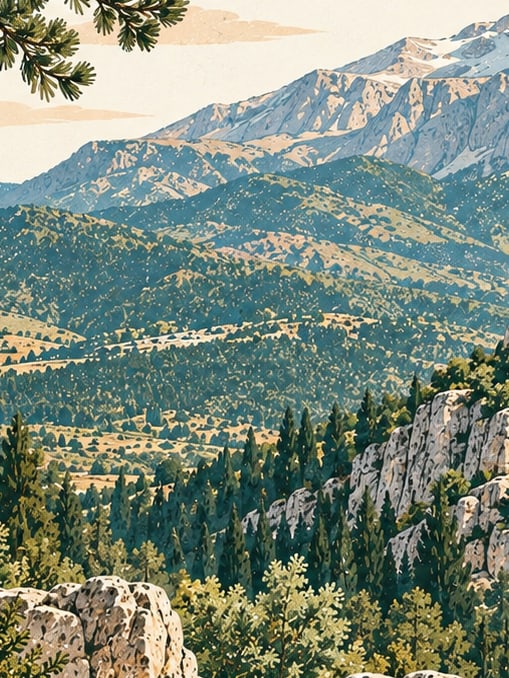 Ilustración: Parque Nacional del Monte Honaz, Denizli