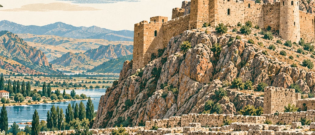 Hoşap Kalesi çizimi, Van