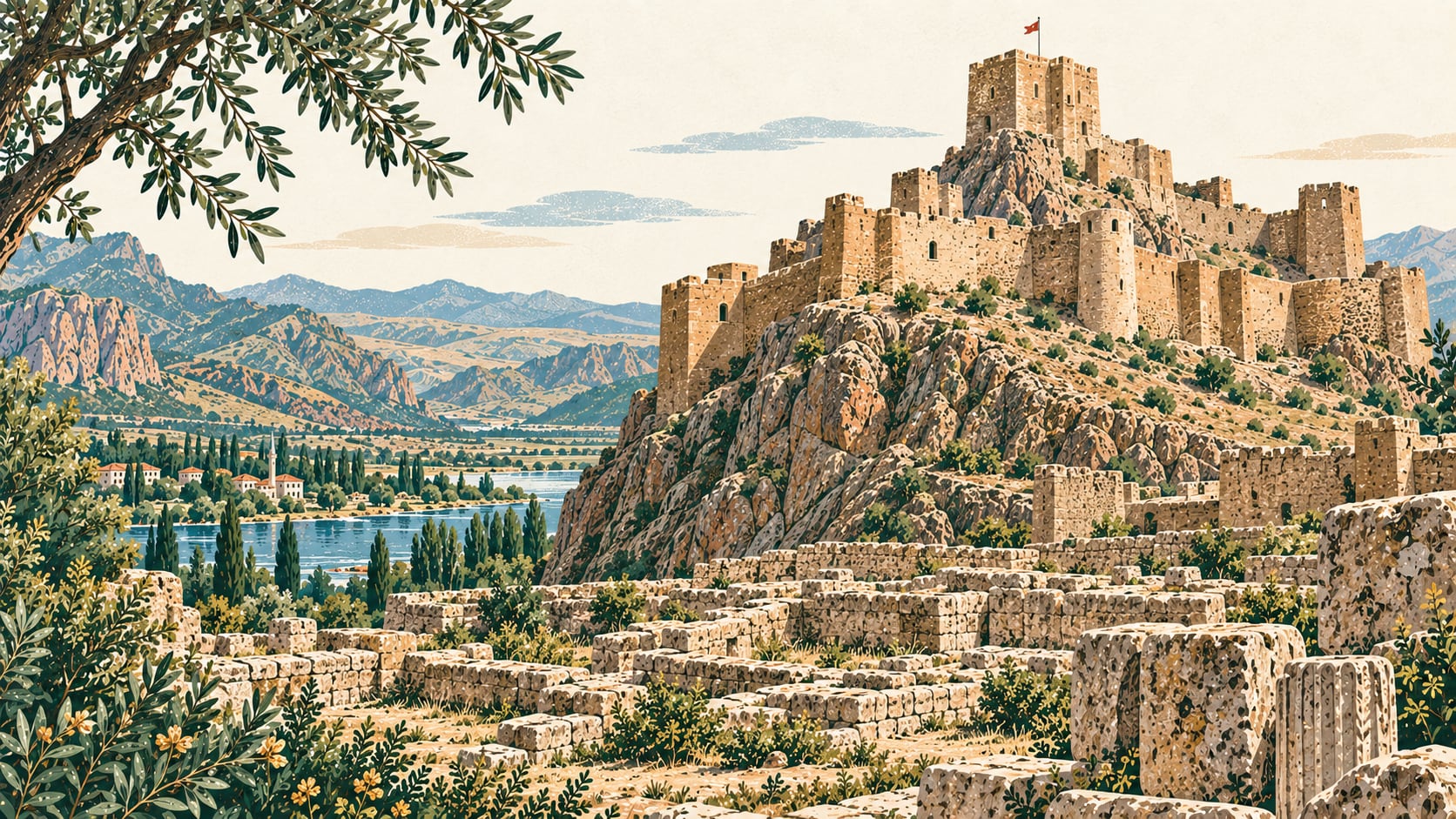 Hoşap Kalesi çizimi, Van
