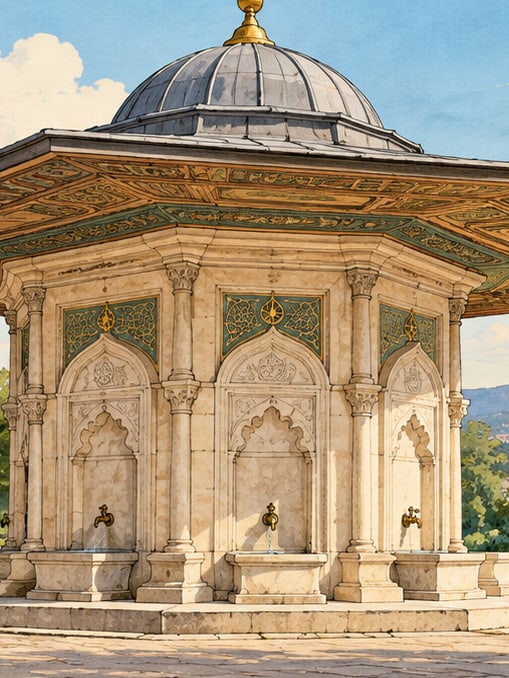 Ilustración: Fuente y pradera de Hünkâr, Kocaeli