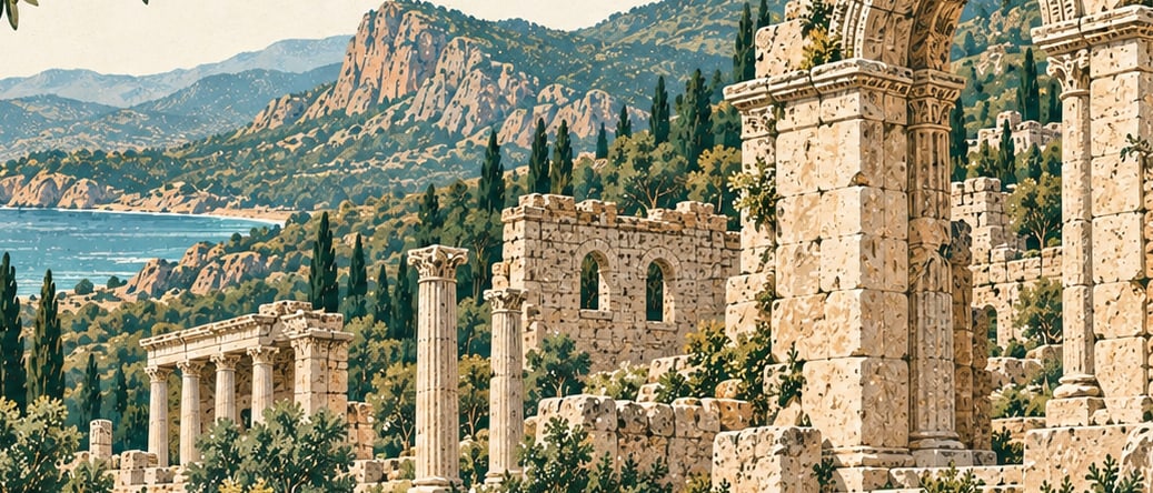 İdebessos Ancient City çizimi, Antalya