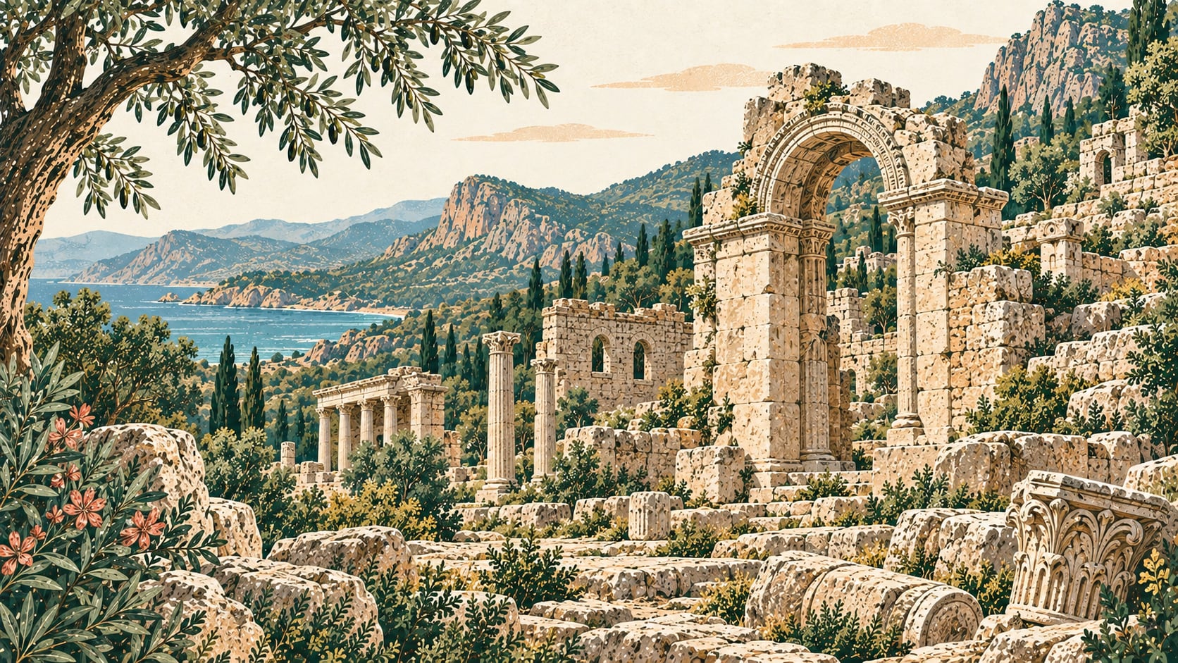 İdebessos Ancient City çizimi, Antalya