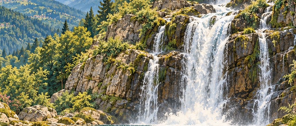İkizdere Manle Waterfall Natural Monument çizimi, Rize