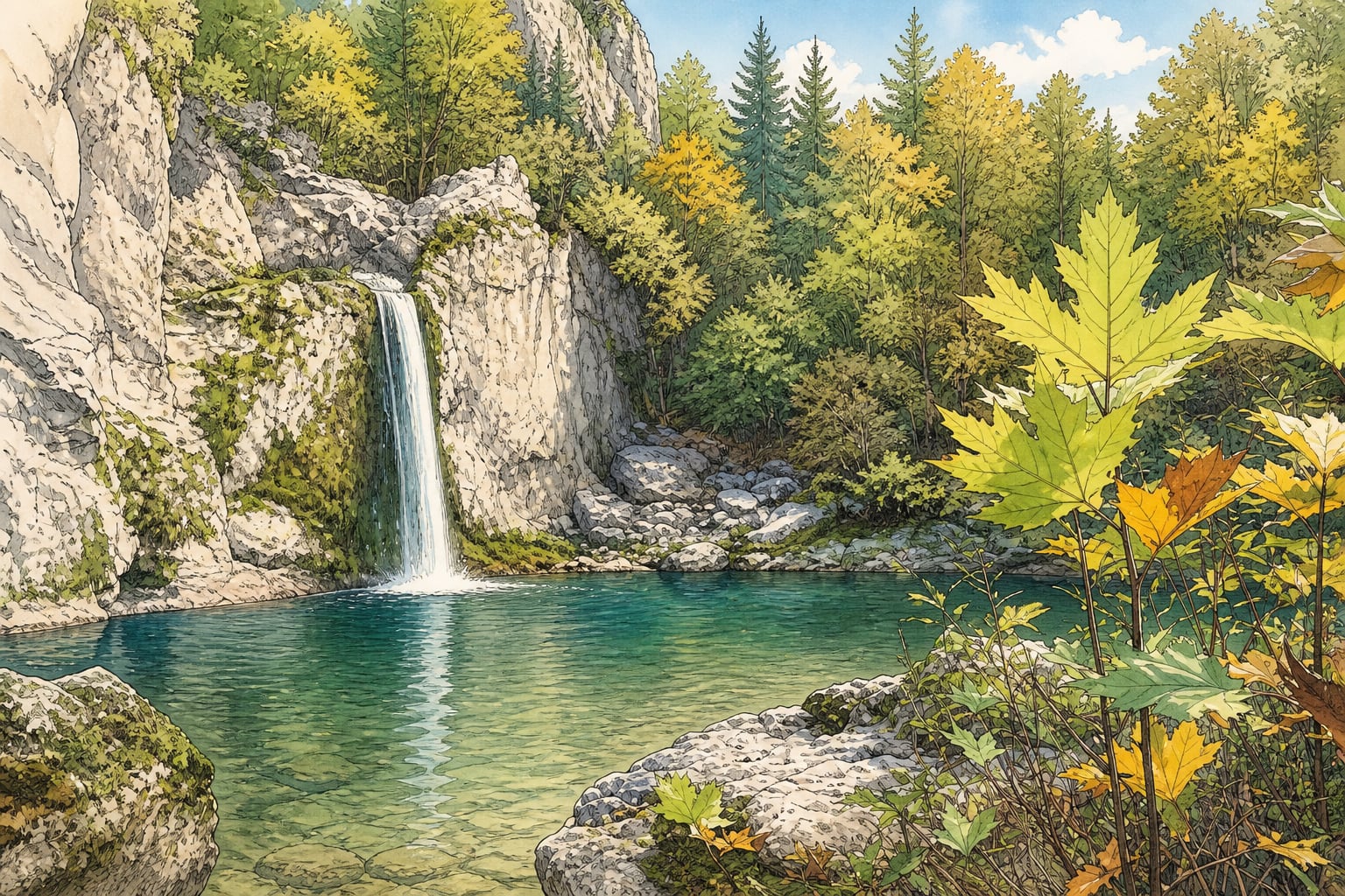 Ilıca Waterfall çizimi, Kastamonu