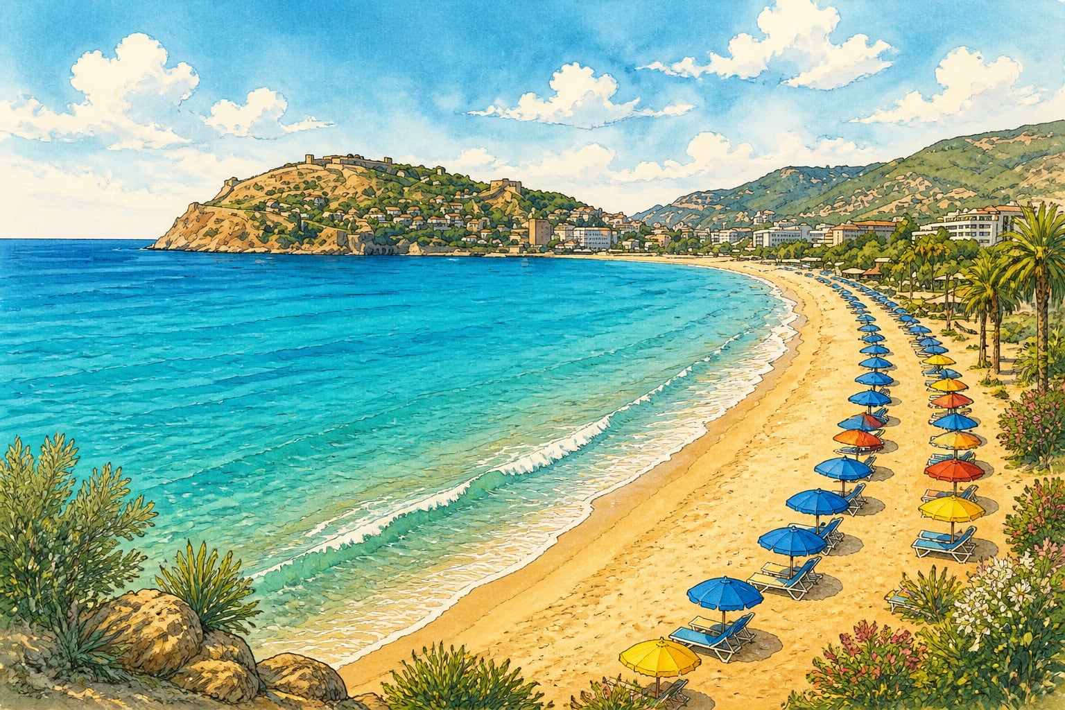İncekum Beach çizimi, Antalya