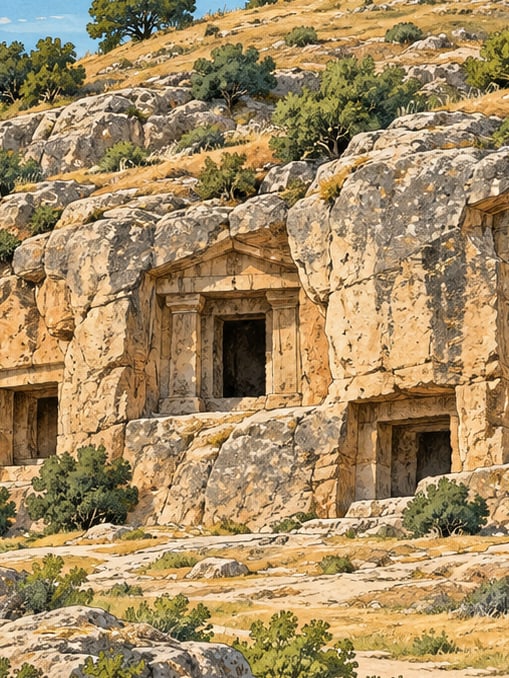 Zeichnung: İndağı-Felsgräber, Çankırı