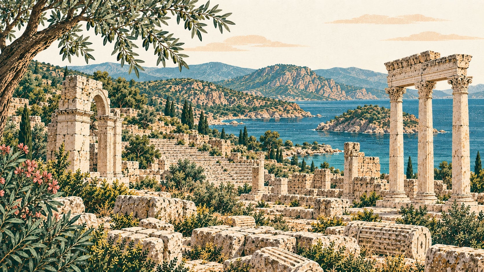 Iotape Ancient City çizimi, Antalya