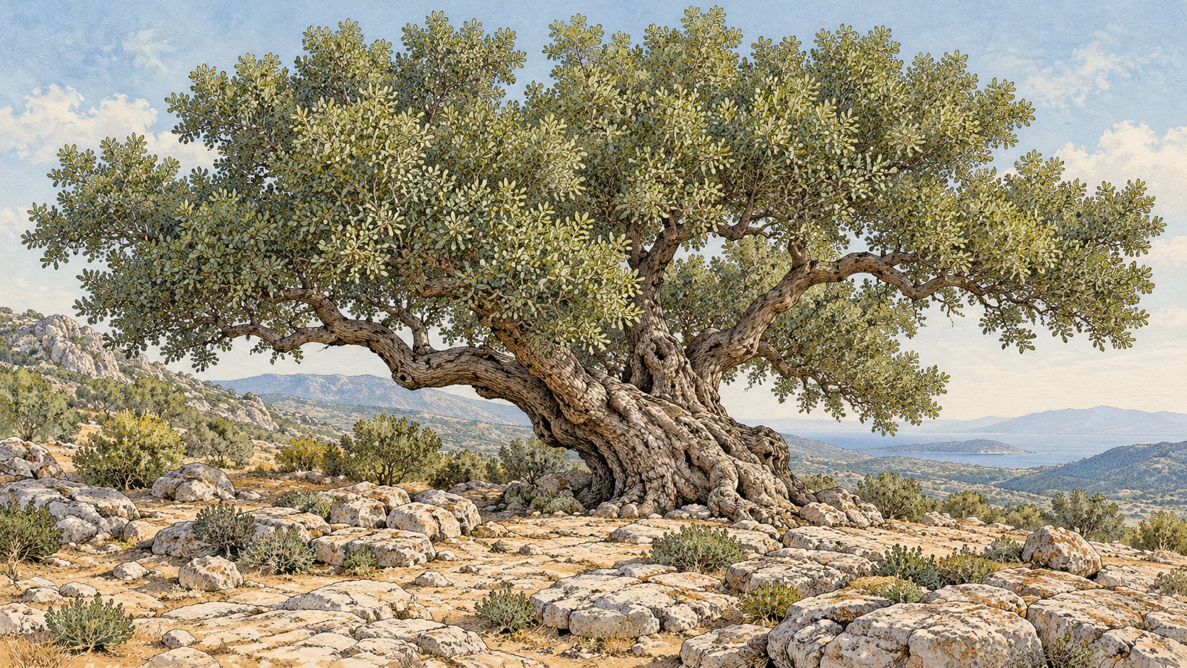 Kadınlar Well Koca Menengici Natural Monument çizimi, İzmir