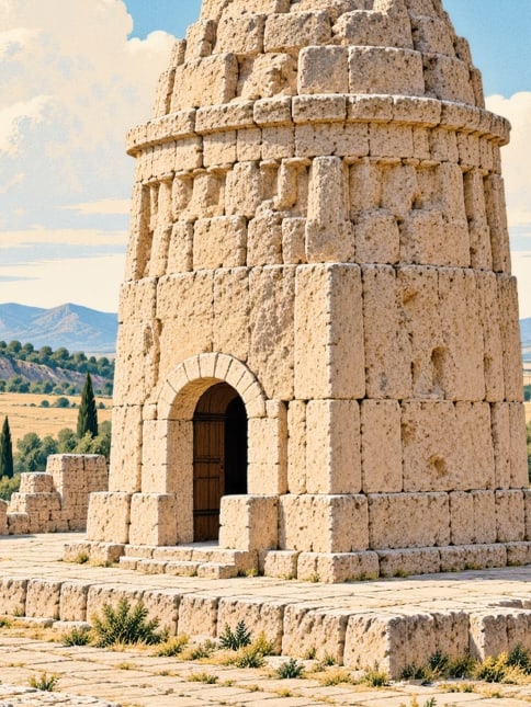 Ilustración: Torre Funeraria de Kalender Baba, Kırşehir